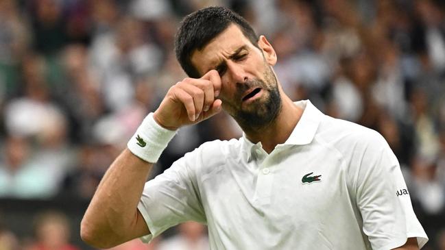 Djokovic mocks the crowd. Picture: Reuters/The Times