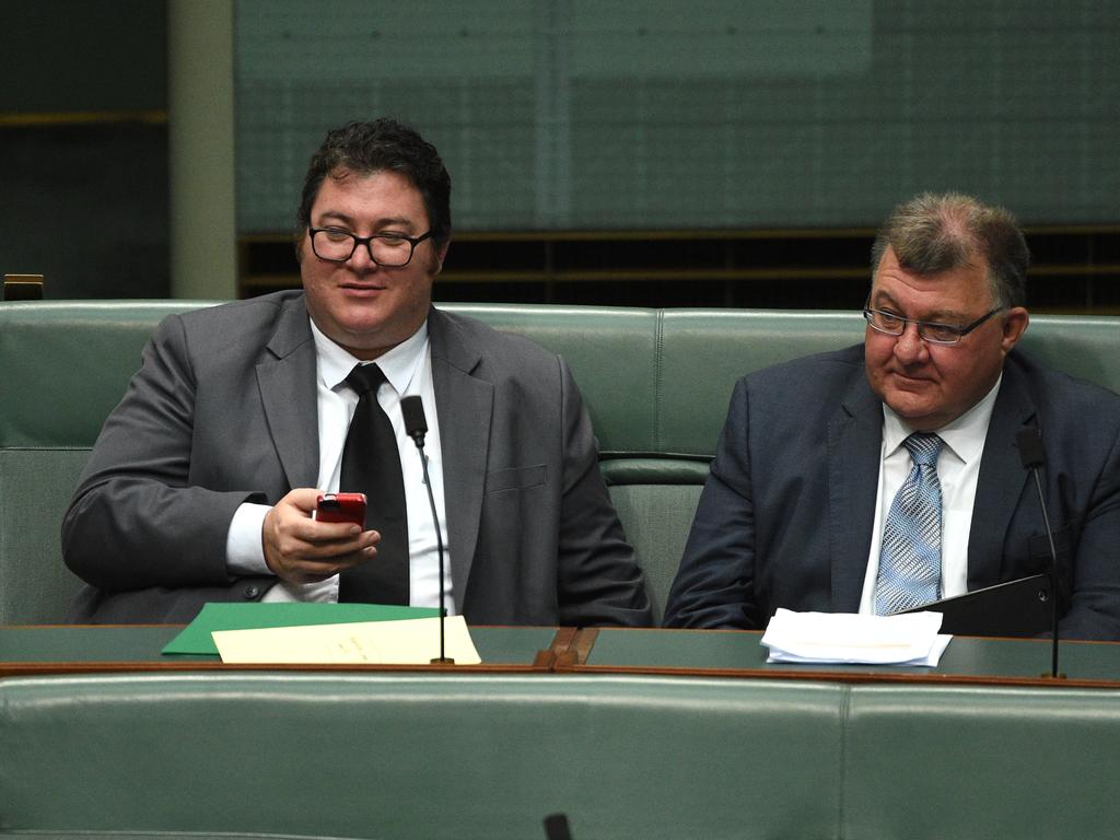 Michael McCormack refused to criticise George Christensen (left) for peddling conspiracy theories. Picture: AAP Image/Mick Tsikas