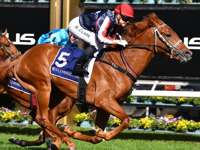 Raquel Clark rides Dalasan to victory in the Danehill Stakes.