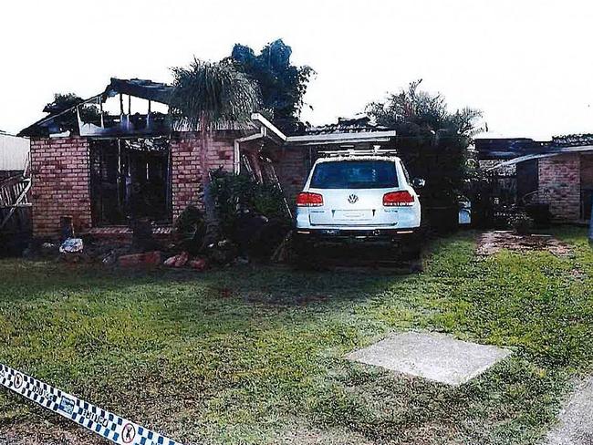 The alleged victim’s gutted house in Myles Court, Boronia Heights. Picture: Greg Stolz