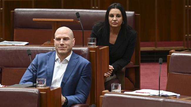 Senator David Pocock and Senator Jacqui Lambie in Canberra. Picture: NewsWire / Martin Ollman