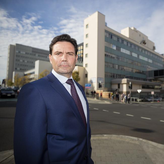 RHH Redevelopment Project Director Ben Moloney speaks to media on behalf of the project regarding the potential asbestos exposure at the construction site. Picture: RICHARD JUPE.