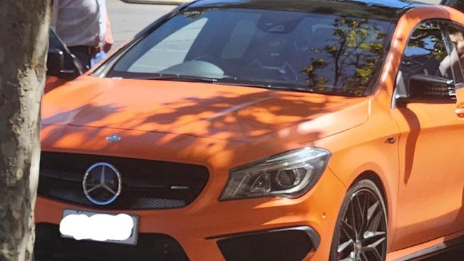 Beth Hill and Travis Patching were pulled over in an orange Mercedes Benz. Picture: Lucy Rutherford