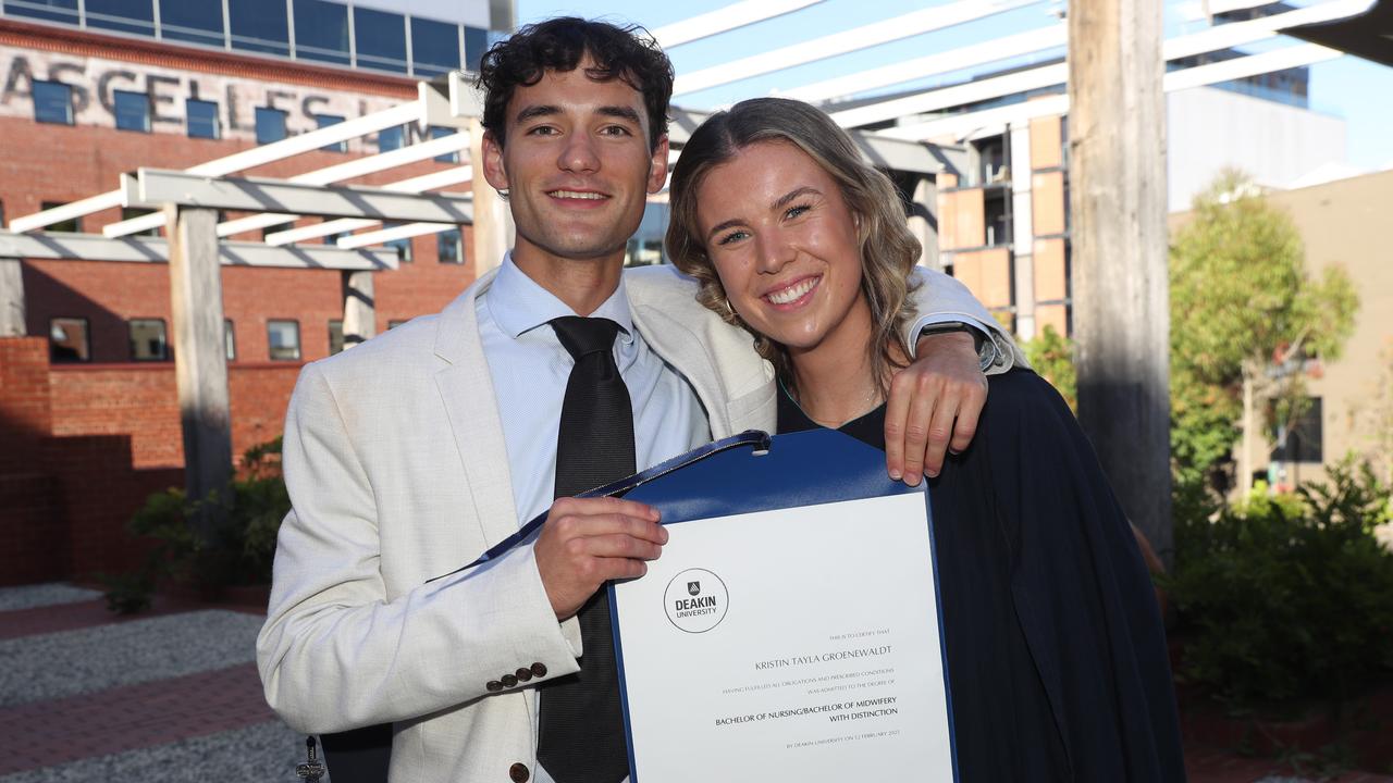 Ethan Sinn and graduate Kristin Groenewaldt. Picture: Alan Barber