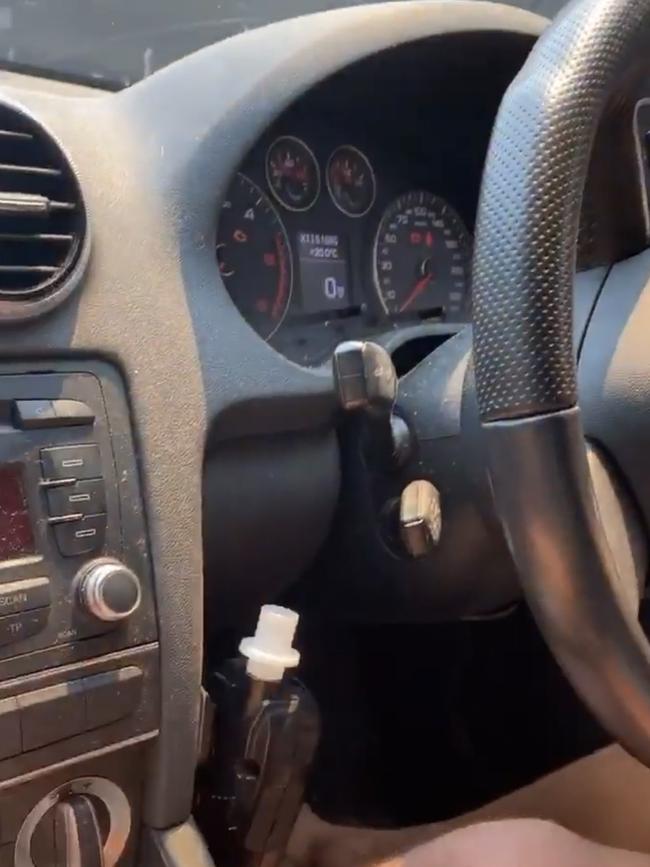 The set-up inside his car. Photo: Supplied