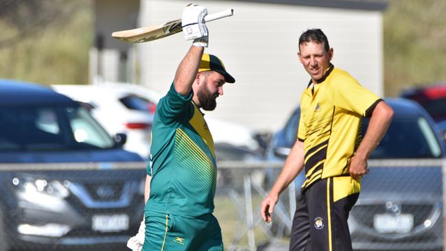 Nick Butters brings up his hundred. Picture: Wes Cusworth.