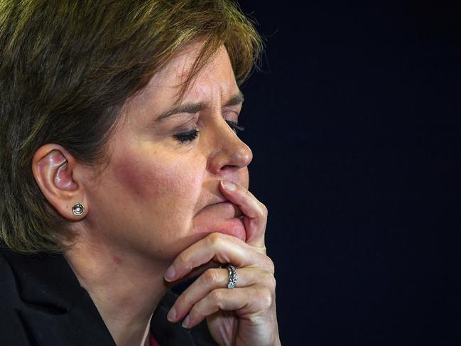 EDINBURGH, SCOTLAND - JANUARY 01: Scotland's First Minister Nicola Sturgeon addresses the media during a press conference at St Andrews House on January 23, 2023 in Edinburgh, Scotland. (Photo by Andy Buchanan - Pool/Getty Images)