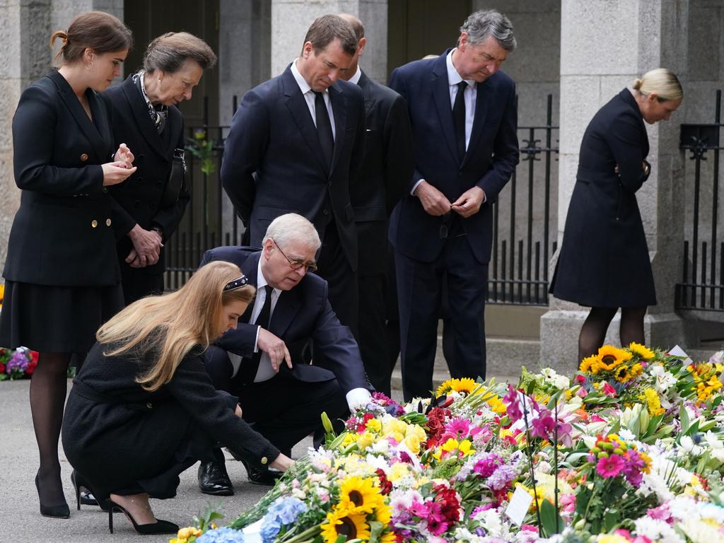 The royals look at messages of condolences after the death of the Queen. Picture: Getty Images