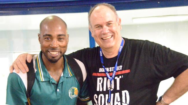 Fan Fair (Mark Chandler) with QBL legend James Legan.