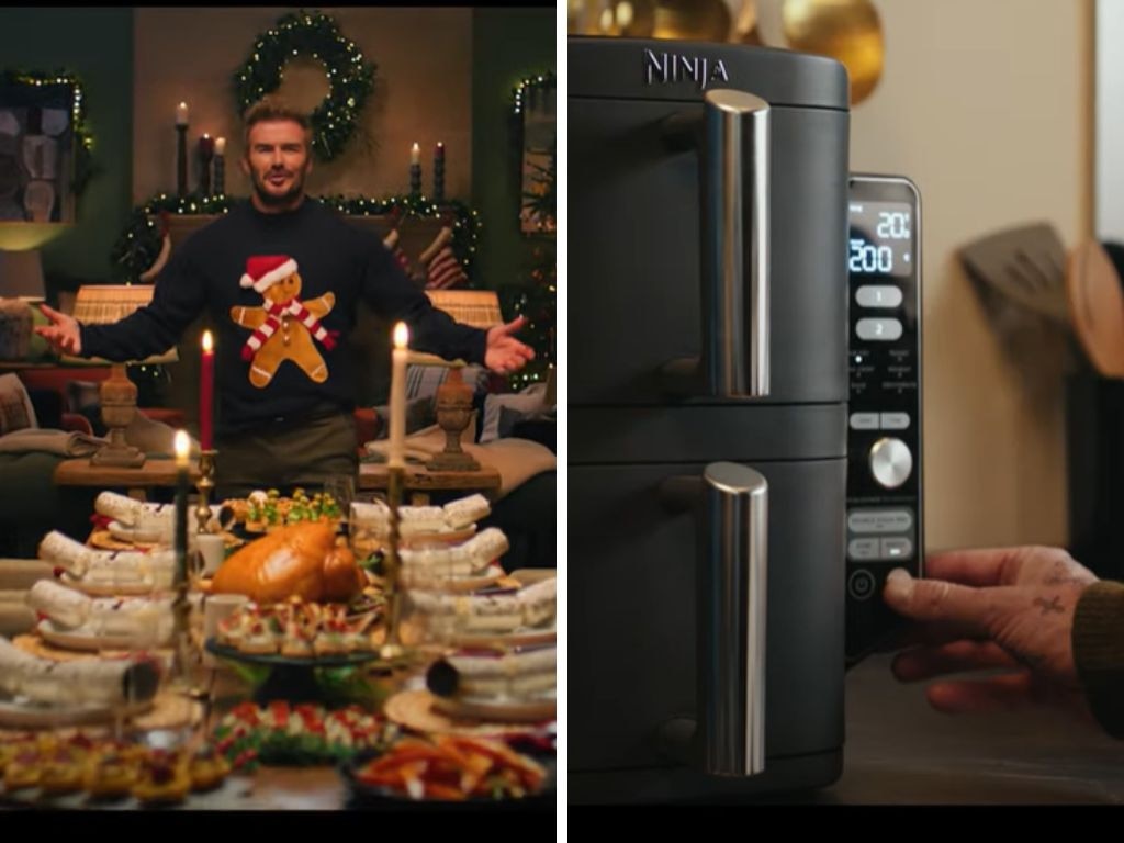 Ninja's latest air fryer co-stars with David Beckham in the brand's latest festive campaign. Picture: YouTube/Ninja Kitchen