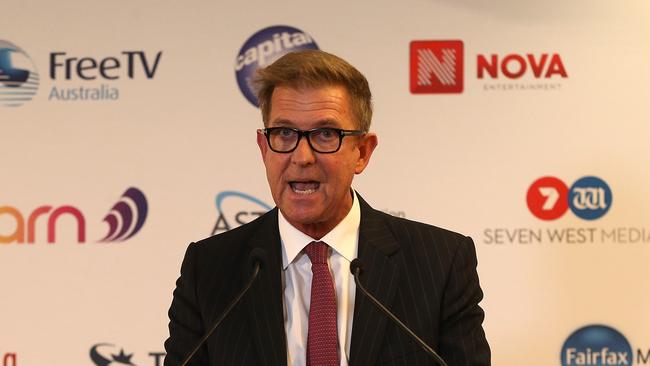 Channel 7 boss Tim Worner delivers the company’s results. Picture: Kym Smith