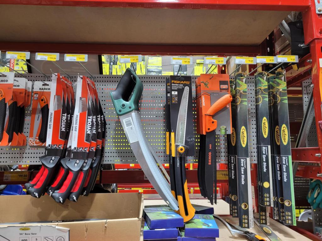 Bunnings stores across Melbourne stock garden saws that could be covered by the impending machete ban. Picture: Supplied