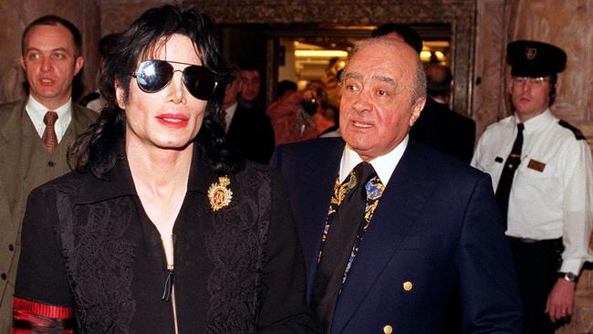 Michael Jackson is shown around Harrods department store by owner Mohammed Al Fayed. Picture; AP.