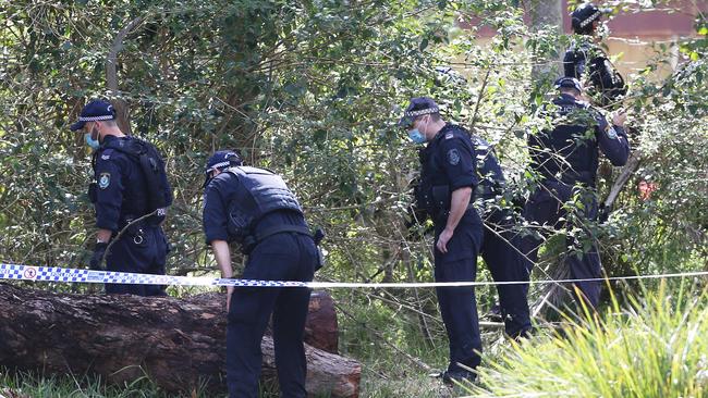 Police conducting a line search at the scene of the fatal shooting of King at Salt Ash in 2021. Picture: Peter Lorimer