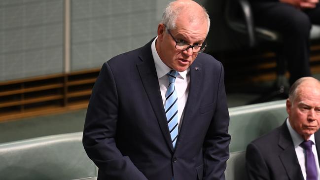 Scott Morrison defends his actions during the censure motion. Picture: NCA NewsWire / Martin Ollman