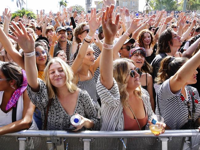 Fans at ST JEROME'S LANEWAY FESTIVAL, Sydney College of the Arts, Callam Park, today.Picture: Justin Lloyd