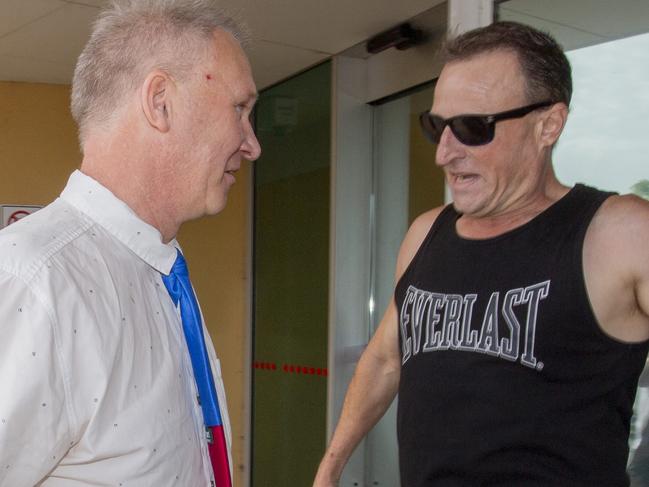 Courts - Former Onkaparinga councillor Rob de Jong has been charged with stalking and breaching an intervention order arrives at Christies Beach Magistrates Court, yelled at by Stuart, the partner of alleged victim. 22nd October 2024 Picture: Brett Hartwig