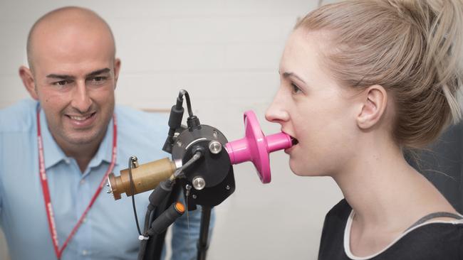 Dr Roger Yazbek tests a patient. Picture: Southern Adelaide Local Health Network