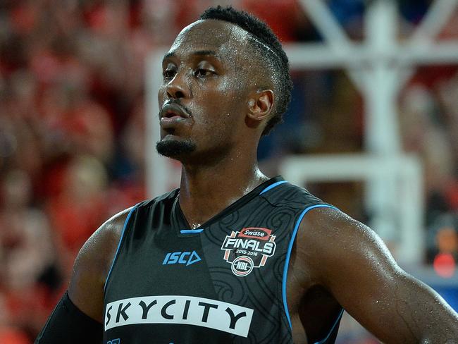 SPORT - NBL Grand Final Game 1 - Perth Wildcats v New Zealand Breakers. Perth Arena. Photo by Daniel Wilkins. PICTURED- New Zealand's Cedric Jackson watches on as Perth take a free throw, late in the last quarter