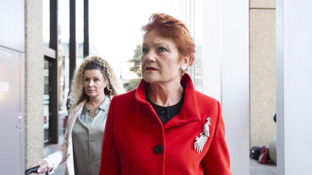 Pauline Hanson has been watching proceedings from the back of the courtroom. Picture: NewsWire / Monique Harmer