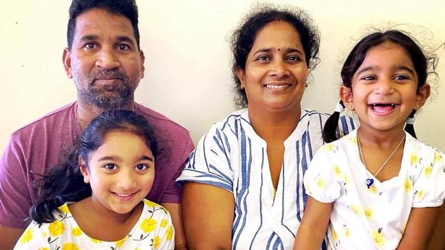 Nades, Priya and their two daughters Kopika and Tharnicaa are finally heading back to Biloela, the community which gave them a home. Picture: Supplied