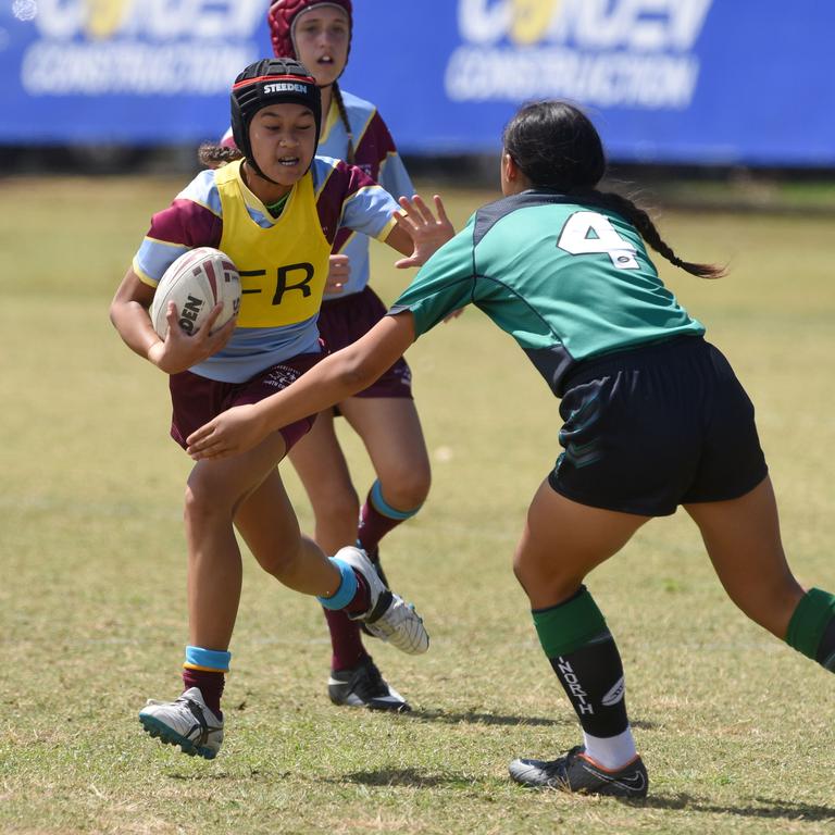 Under-12 girls' state league titles at Burleigh juniors fields Met North V South Coast. South Coast's Kiara Wright. (Photo/Steve Holland)