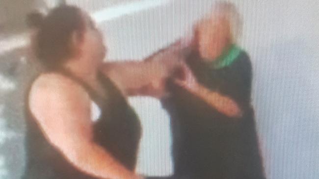 A screenshot from the video of Cori Glencross bashing the elderly woman at a Moorabool St Geelong bus stop.