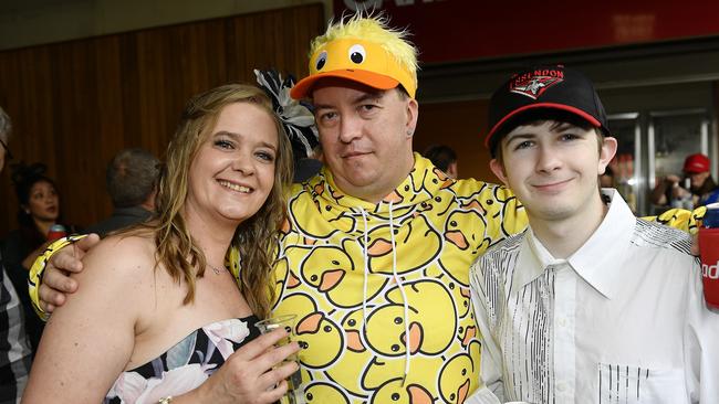 The Ladbrokes 2024 Moe Cup is held at Moe Horse Racing Club, Moe Victoria, Friday 18th October 2024. Racegoers Katie, Ben and Blake enjoying the races.Picture: Andrew Batsch