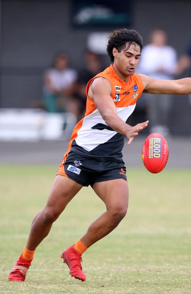 GFL: Geelong West Giants v Grovedale. Geelong West's Phillip Moimoi. Picture: Mike Dugdale