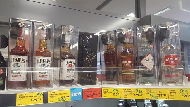 Spirits on sale at Aldi. Picture: Harrison Tippet