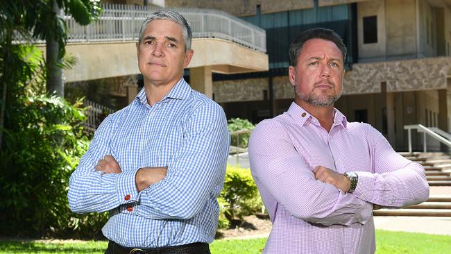 Katter’s Australia Party members Robbie Katter Nick Dametto are putting their support behind ‘Castle Law’. Picture: Shae Beplate.