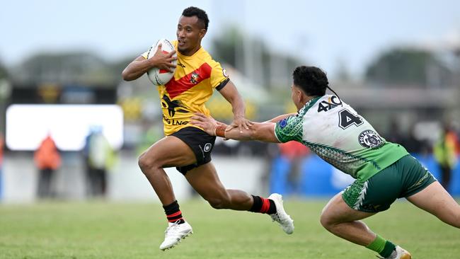 Papua New Guinea outside back Morea Morea in action against Cook Islands in Round 3 of the 2024 Pacific Championships at Santos National Stadium, Papua New Guinea, on November 3, 2024. Picture: Scott Davis / NRL Imagery