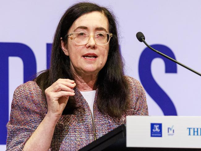 2/11/2023 Gina Cass-Gottlieb is the chair of the ACCC, speaking during the Economic & Social Outlook Conference in Melbourne. Aaron Francis / The Australian