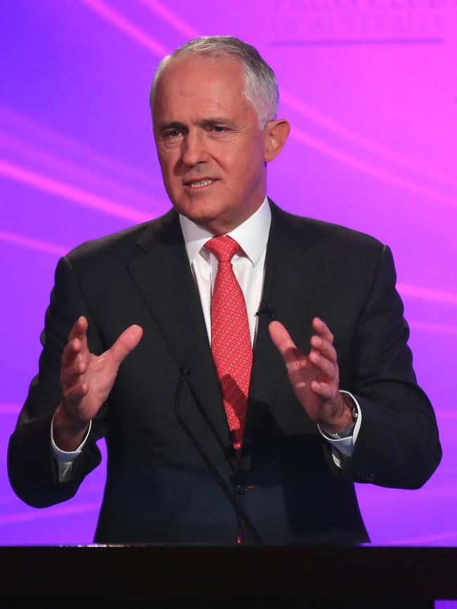 Malcolm Turnbull during the ABC Leader’s Deabte at the National Press Club, Canberra.