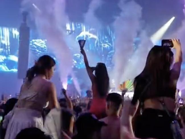 07/01/2024 Images from TikTok  videos posted from the Hardmission rave party at Flemington Racecourse on Saturday night . Picture TikTok