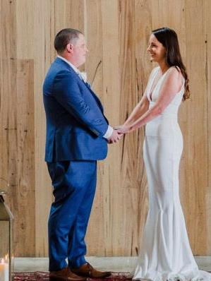 Amy Thomas and James Doof were married at the The Warehouse Geelong on Friday. Picture: Amy Lee Carlon Photography