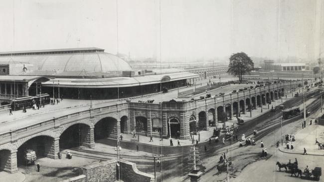 Central Station in 1906. Government Architect, Walter Liberty Vernon designed the terminus on a grand scale, from the elevated approaches down to the system of handling luggage underground. Picture: NSW State Archives