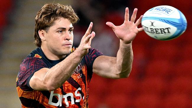 BRISBANE, AUSTRALIA - MAY 10: James O'Connor of the Reds in action during the warm up before the round 12 Super Rugby Pacific match between Queensland Reds and Melbourne Rebels at Suncorp Stadium, on May 10, 2024, in Brisbane, Australia. (Photo by Bradley Kanaris/Getty Images)