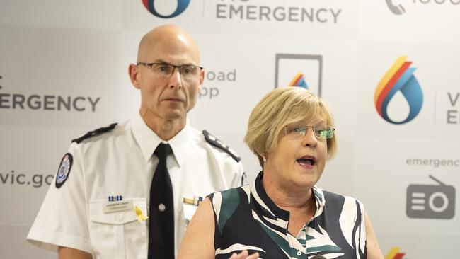 Emergency Services MP Lisa Neville and Emergency Management commissioner Andrew Crisp. Picture: Ellen Smith