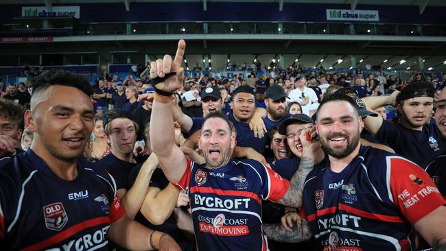 17th October 2020, Runaway Bay Seagulls celebrate winning the Gold Coast Rugby League A-Grade Grand Final against the Burleigh Bears played at CBus Stadium Photo: Scott Powick Newscorp