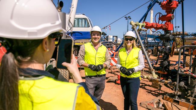 Alex Underwood and Nicole Manison at the site of Carpentaria 2 last year.