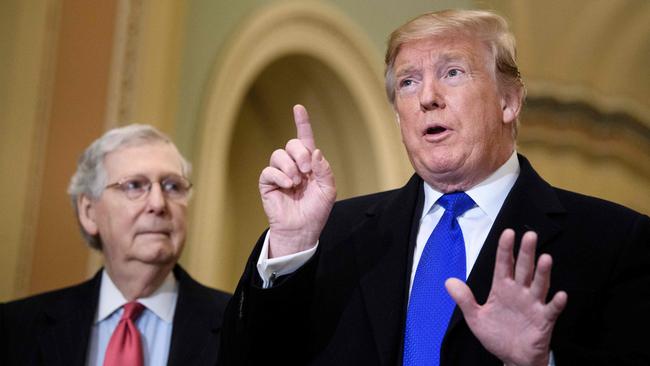 Senate Majority Leader Senator Mitch McConnell and US President Donald Trump. Picture: AFP