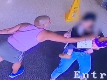 The moment a woman randomly attacked a baby in a woman's arms. Picture: Supplied/Victoria Police