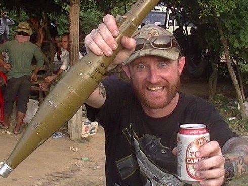 Robert Marchment with a mortar and beer.