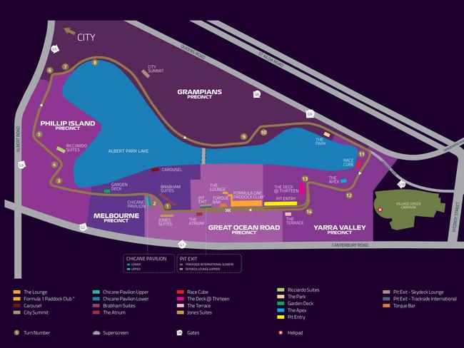 Map of Grand Prix fan zones Picture: Supplied