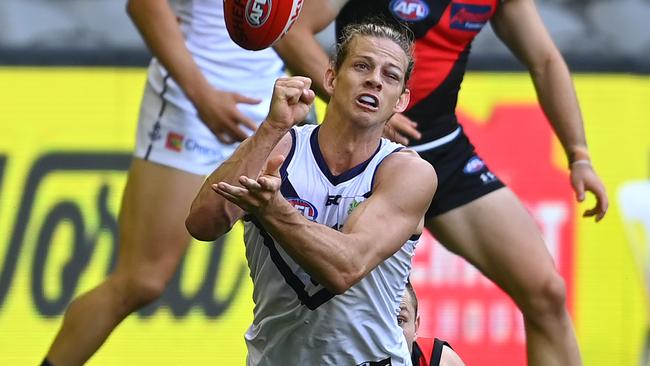 Fyfe in action during Fremantle’s Round 1 loss to Essendon. Picture: Getty