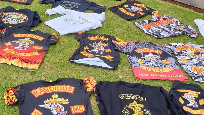 Vests, patches and other Bandidos branded clothing were also confiscated. Picture: NSW Police