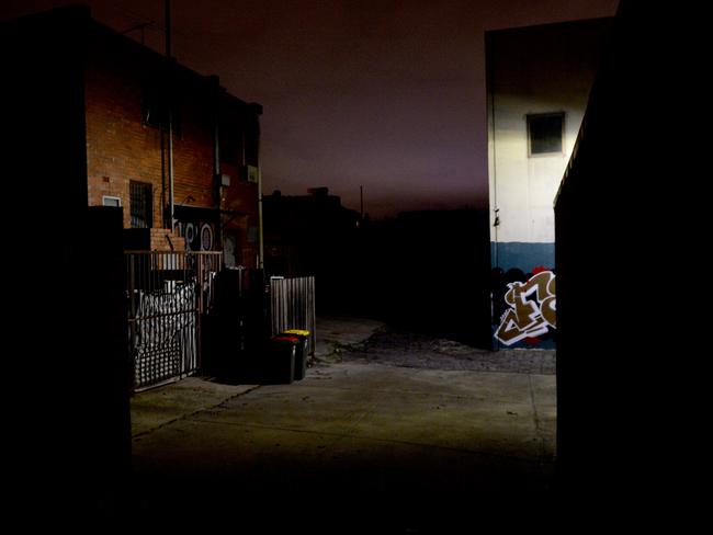 View from Hope Street in Melbourne’s Brunswick where Jill Meagher was grabbed and dragged by Adrian Bayley down the cement slope to the flagstones and her death. Picture: Mal Fairclough/news.com.au