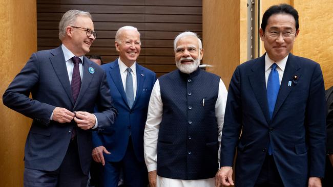 Albanese, Biden, Indian Prime Minister Narendra Modi and Japanese Prime Minister Kishida Fumio pose for a phot in Tokyo.