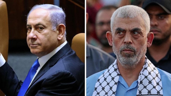 Israel Prime Minister Benjamin Netanyahu and Hamas leader Yahya Sinwar.